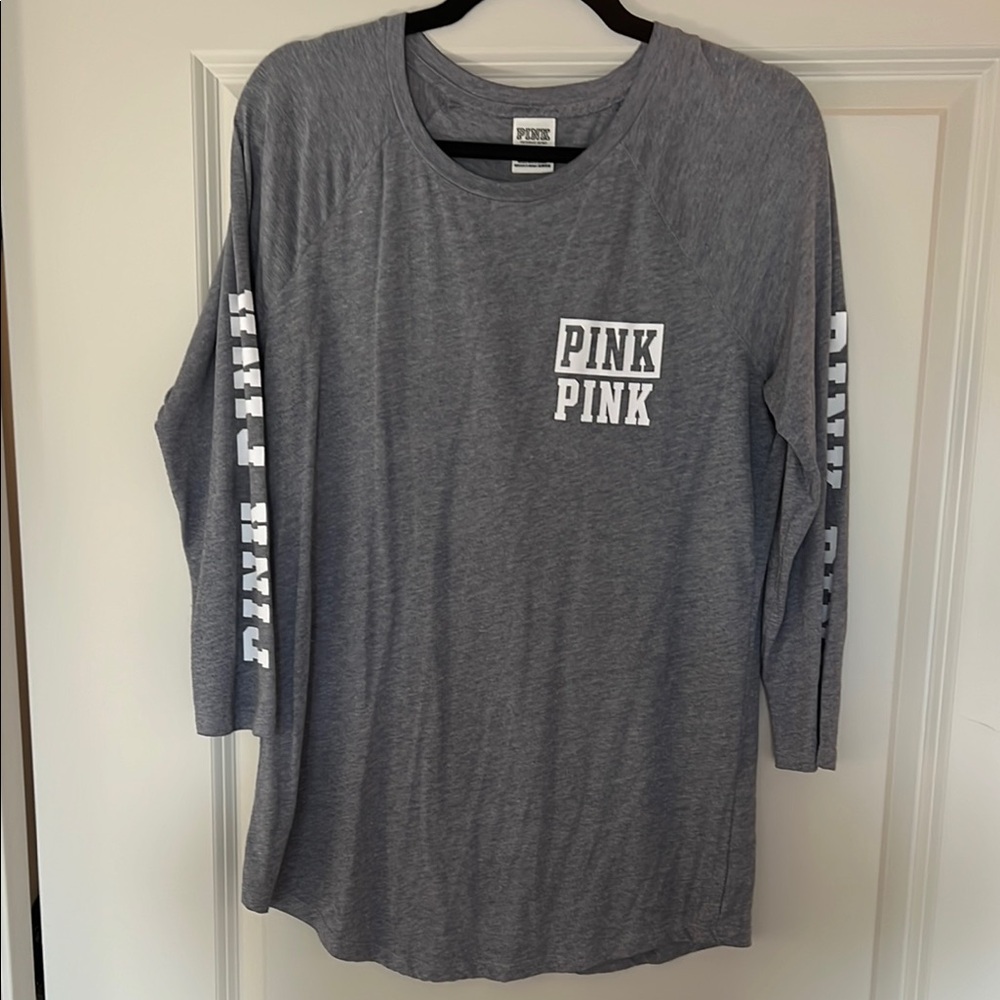 PINK Victoria's Secret Gray Long Sleeve Tee